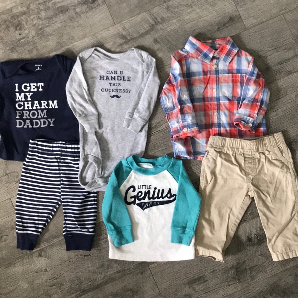 6 pc carters lot 2 outfits 2 extras 6 months boy